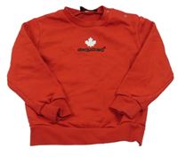 Červená mikina s nápisom