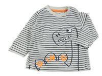 Bielo-čierne pruhované tričko s dinem Topomini
