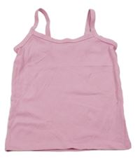 Růžový žebrovaný crop top 
