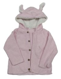 Světlerůžový propínací svetr s kapucí Next