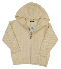Nové - Světlebéžový propínací svetr s kapucí Next