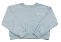 Svetlomodrá crop mikina s nápisom Matalan