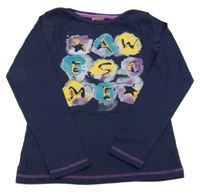 Tmavomodré triko s písmeny Yigga