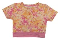 Oranžovo-ružové športové crop tričko