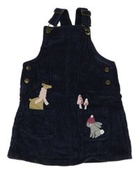 Tmavomodré menšestrové na traké šaty so zvieratkami TU