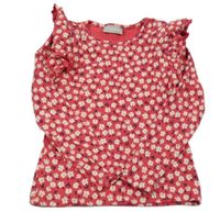 Tmavorůžové žebrované květované triko Matalan