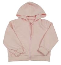 Světlerůžová propínací mikina s kapucí a srdíčky