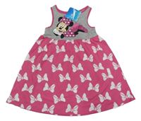 Nové - sivo-ružové bavlnené šaty s Minnie