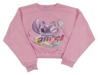 Svetloružová crop mikina s Lilo&Stitch Primark