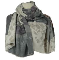 Dámska béžovo-sivo-ružová vzorovaná šál