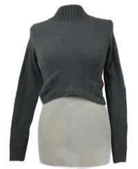 Dámský šedý chlupatý crop svetr Hollister