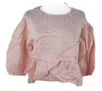 Nové - Dámská růžovo-bílá pruhovaná crop halenka s balonovými rukávy L.F.Marley