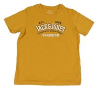 Oranžové tričko s nápismi Jack & Jones
