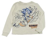 Světlebéžové pyžamové triko se Sonicem 