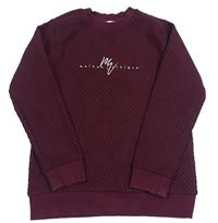 Vínová žebrovaná mikina s nápisem River Island