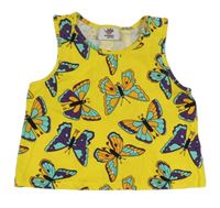 Žltý crop top s motýlikmi