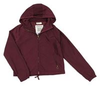 Vínová šusťáková podzimní crop bunda s kapucí H&M