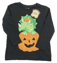 Antracitové triko s dinosaurem Tu