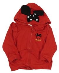 Červená propínací mikina s Minnií a kapucí H&M