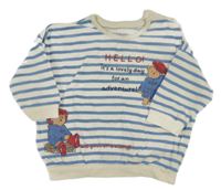 Smetanovo-modrá pruhovaná mikina s Paddingtonem George