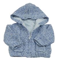Světlemodrý melírovaný propínací podšitý svetr s kapucí Mothercare