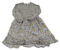 Tmavomodro-barevné květované šaty Laura Ashley