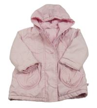 Svetloružová šušťáková zateplená parka s kapucňou