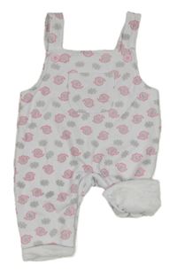 Bílé laclové zateplené tepláky se slony 