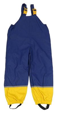 Tmavomodro-žlté nepromokavé podšité na traké nohavice zn. Kiki&Koko