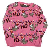 Růžový svetr s lenochody Next