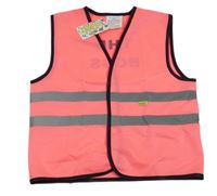 Nové - ružová neónová reflexní vesta s nápisom