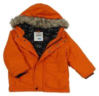Oranžová šusťáková zimní bunda s kapucí F&F