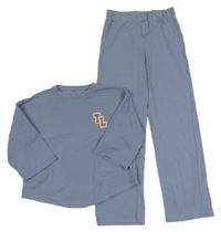 2set - Svetlomodré crop tričko s logem + široké tepláky