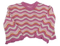 Ružovo-biely pruhovaný crop sveter Nutmeg