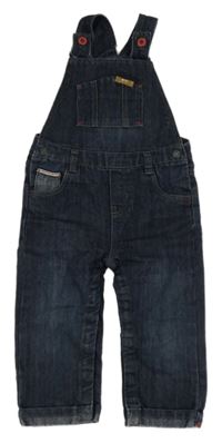 Tmavomodré laclové rifle s kapsou