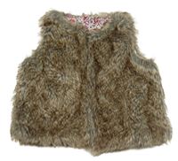Hnědá kožešinová podšitá vesta 