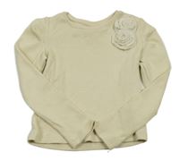 Béžové rebrované tričko s kvetmi Zara