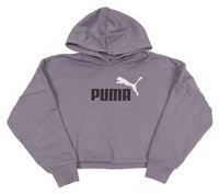 Fialová crop mikina s kapucí Puma