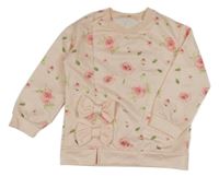 Svetloružová kvetovaná mikina s mašľami