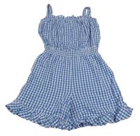 Modro-bílý kostkovaný kraťasový overal Primark