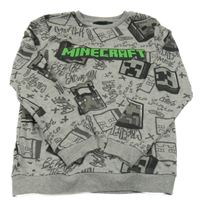Šedá vzorovaná mikina s potiskem - Minecraft