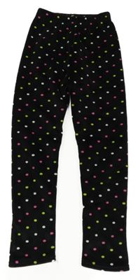 Čierne bodkovaná é plyšové zateplené legíny