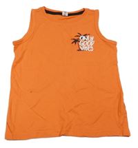 Oranžové tílko s nápisem a palmami Dopodopo