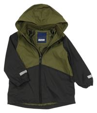 Khaki-černá nepromokavá jarní bunda s kapucí Urban
