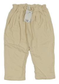 Nové - Béžové teplákové paper bag kalhoty H&M