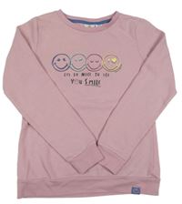 Světlerůžová mikina se smajlíky 