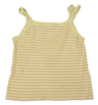 Žluto-růžový pruhovaný žebrovaný top Zara