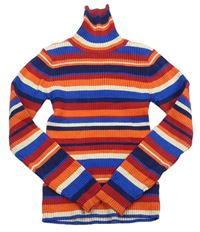 Farebný pruhovaný rebrovaný sveter s rolákom Next