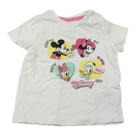 Biele tričko s Mickeym a Minnií zn. Disney