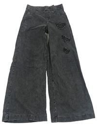 Sivé flare nohavice so srdiečkami zn. H&M